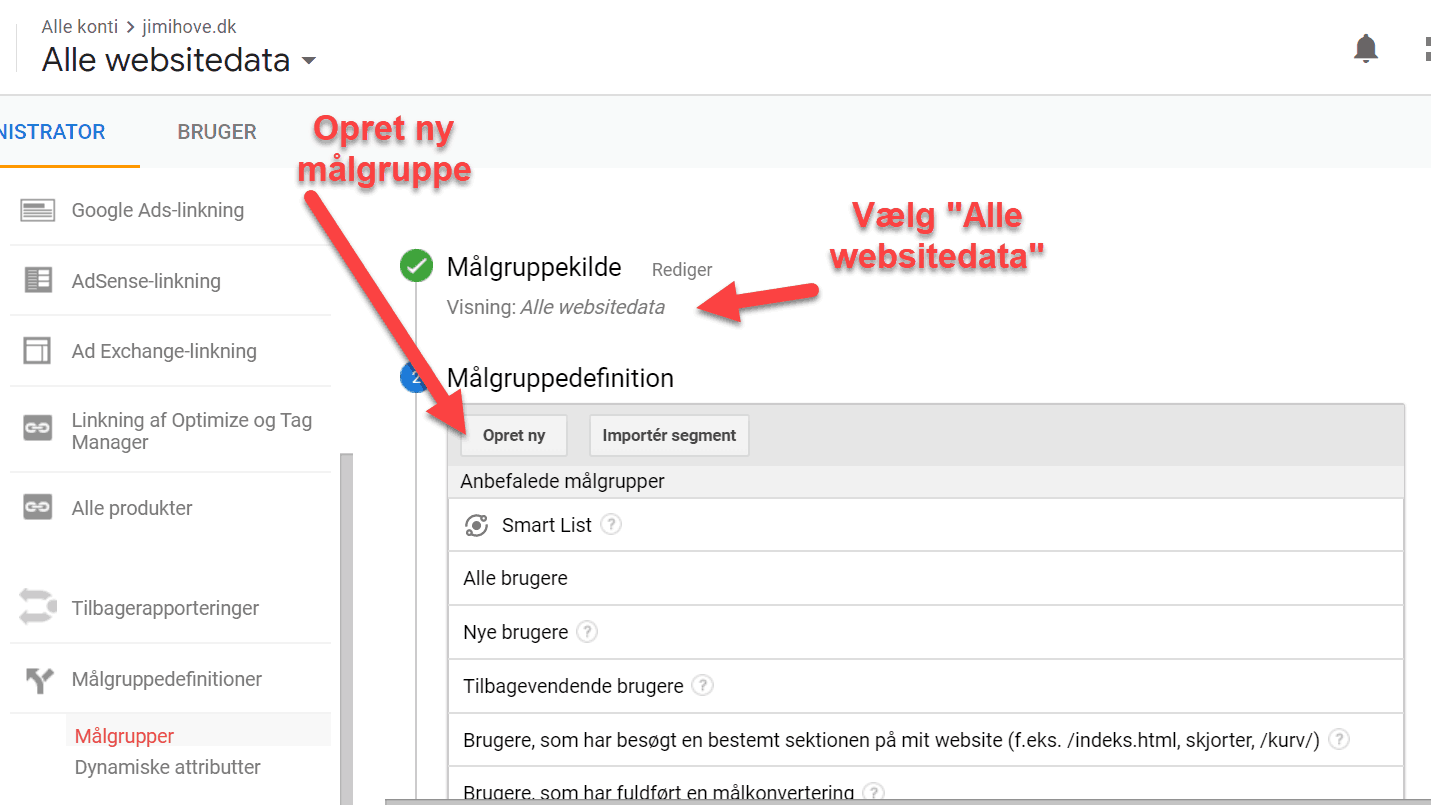 opret ny målgruppe