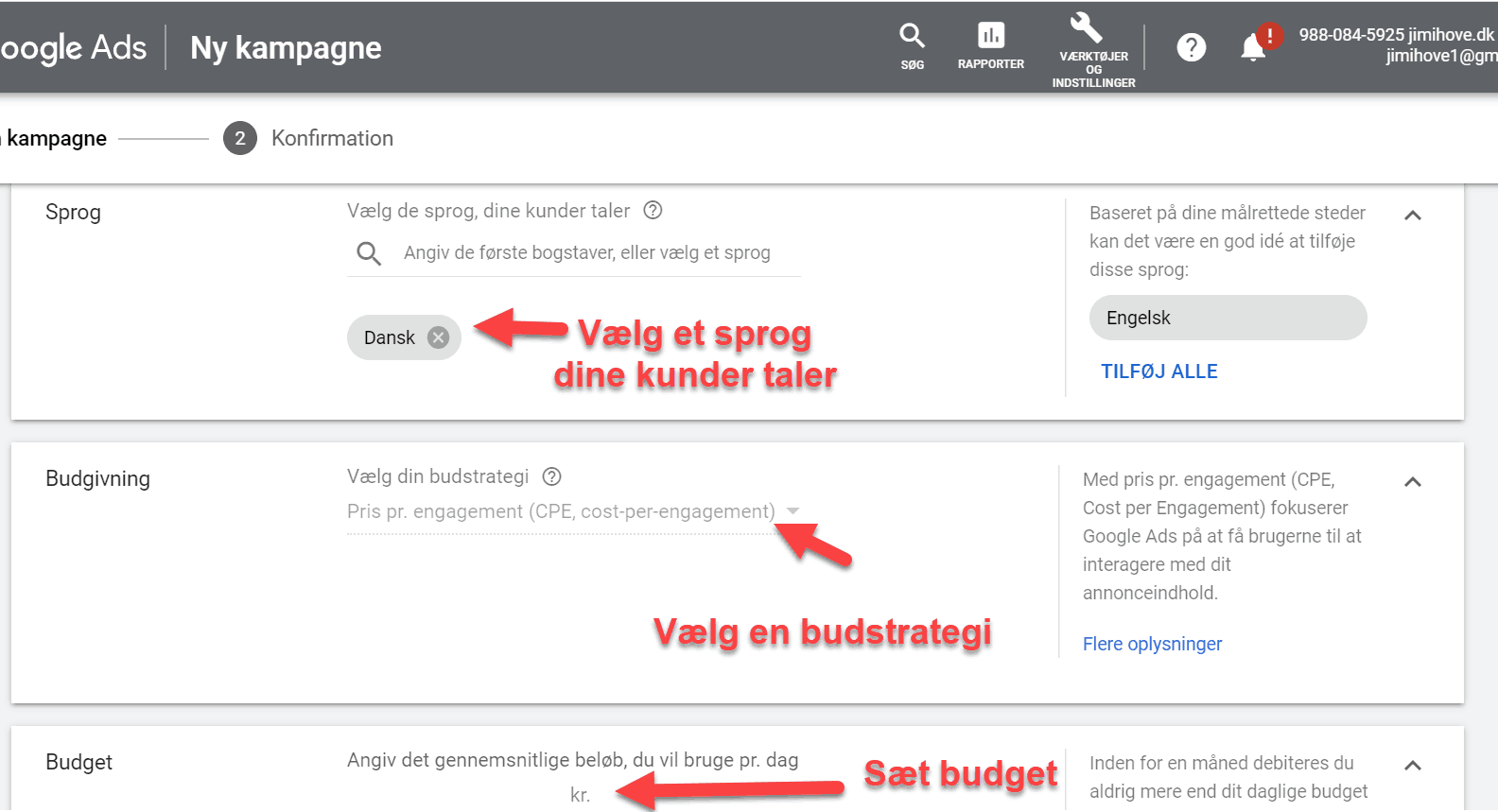 budstrategi og budget på google ads