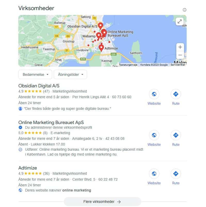 seo bureau koebenhavn lokal seo google business kort screenshot